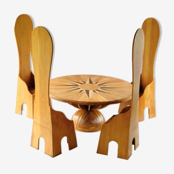 Set de 4 chaises et une table, Italie années 1970