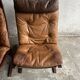 Siesta armchair by Ingmar Relling with ottoman — bentwood dark brown frame, cognac leather