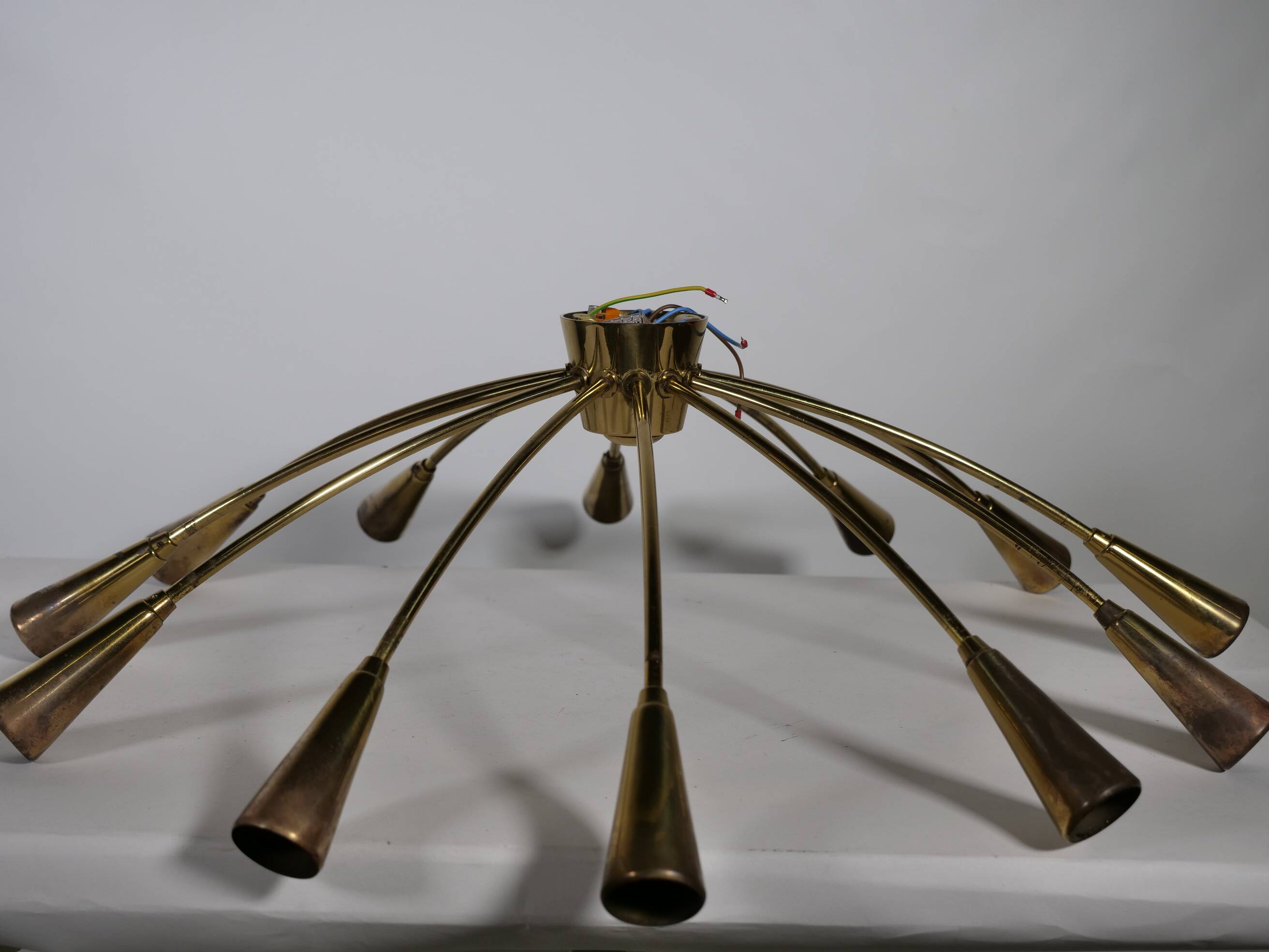 Gold Sputnik Spider 1950s 1960s Ceiling Lamp