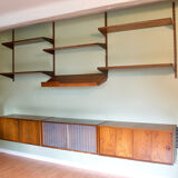 Midcentury Modular Rosewood Wall System by Kai Kristiansen for FM Møbler, 1960s. Set of 17.