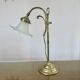 Lampe art nouveau en bronze et tulipe en verre dépoli