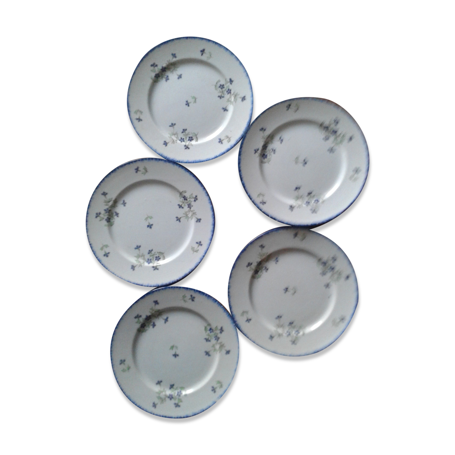 Set of 5 plates Creil and Montereau Labrador service Barbeau