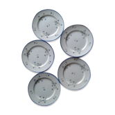 Set of 5 plates Creil and Montereau Labrador service Barbeau