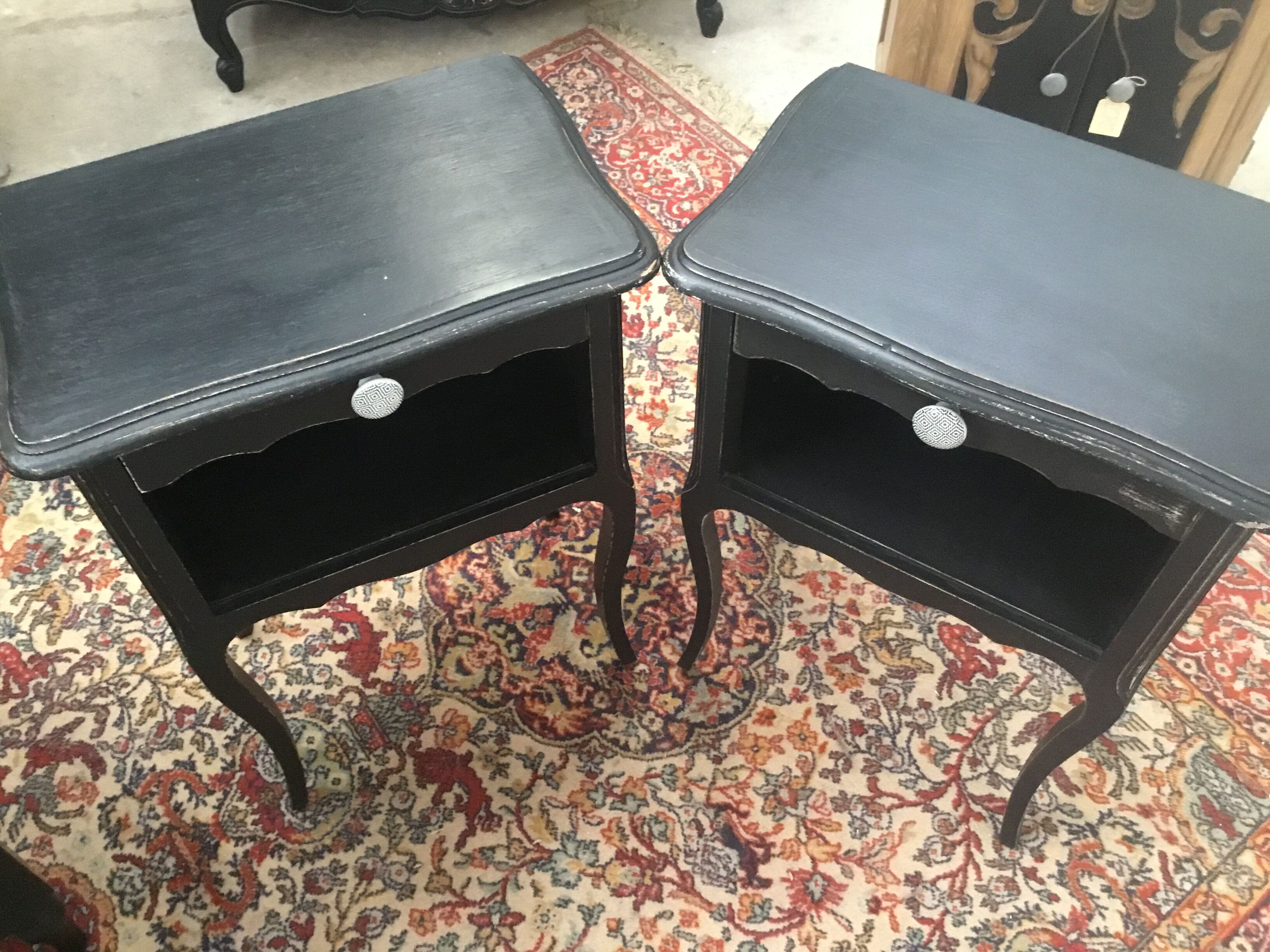 Pair of bedsides painted in black