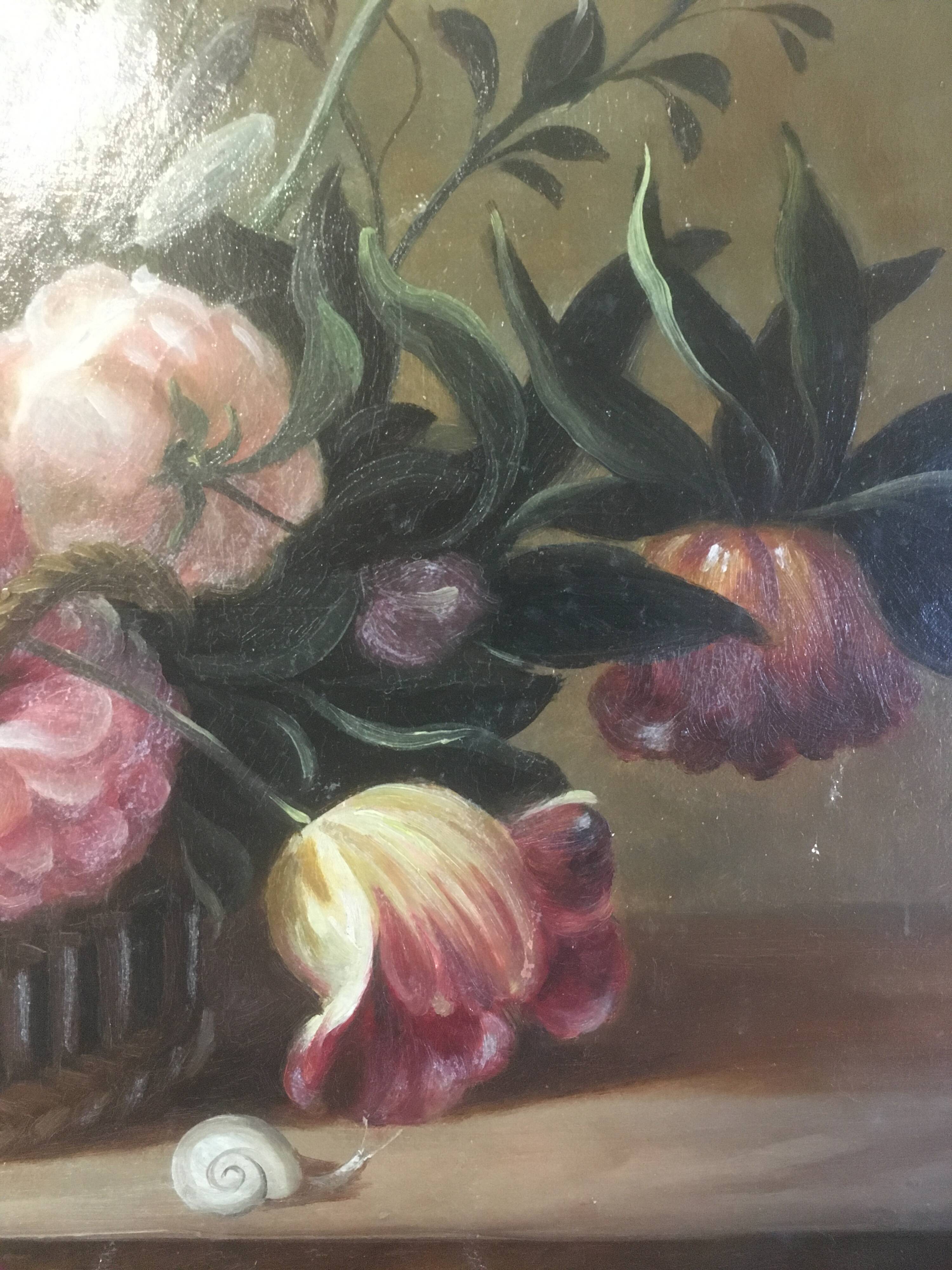 Flower bouquet composition on canvas 91x71.