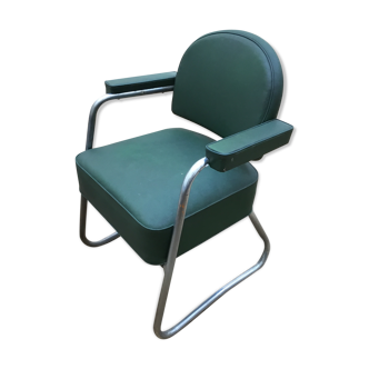 Fauteuil vert et chrome