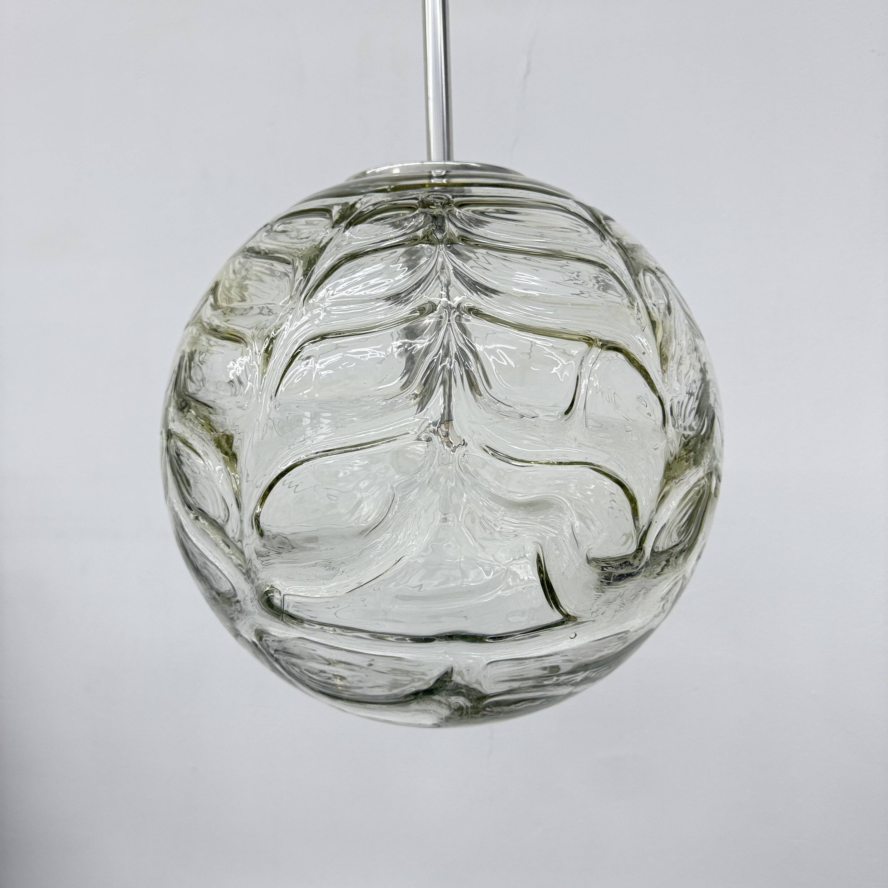 Doria leuchten glass hanging lamp , 1970s
