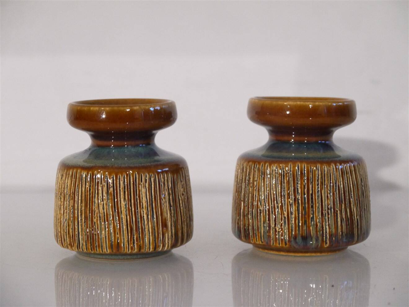 Pair of Danish ceramic candle holders by Soholm.