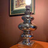 Creation Mathias 1970 modern table lamp in silver glass with lampshade