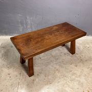Table d'appoint brutaliste en chêne des années 70, table basse, banc