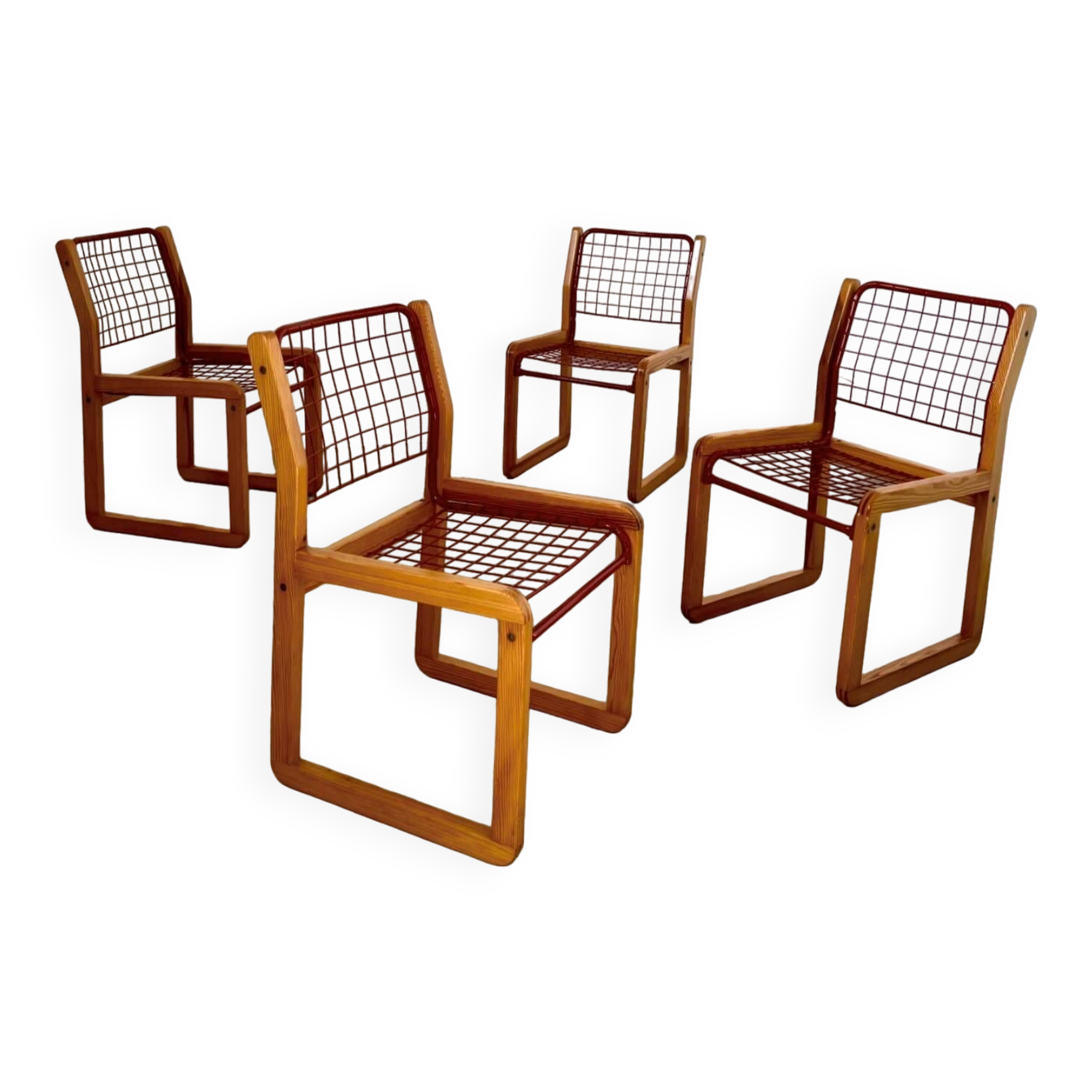 Lot 4 chaises  design Knut et Marianne Hagberg pour Ikea 1982 vintage métal et bois