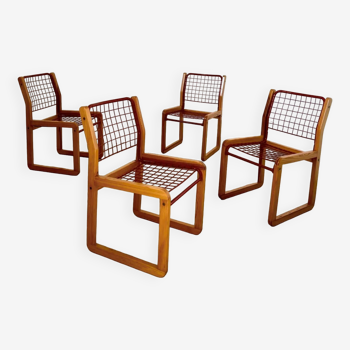 Lot 4 chaises  design Knut et Marianne Hagberg pour Ikea 1982 vintage métal et bois