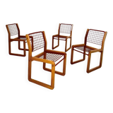 Lot of 4 Knut and Marianne Hagberg designer chairs for Ikea 1982 vintage metal and wood