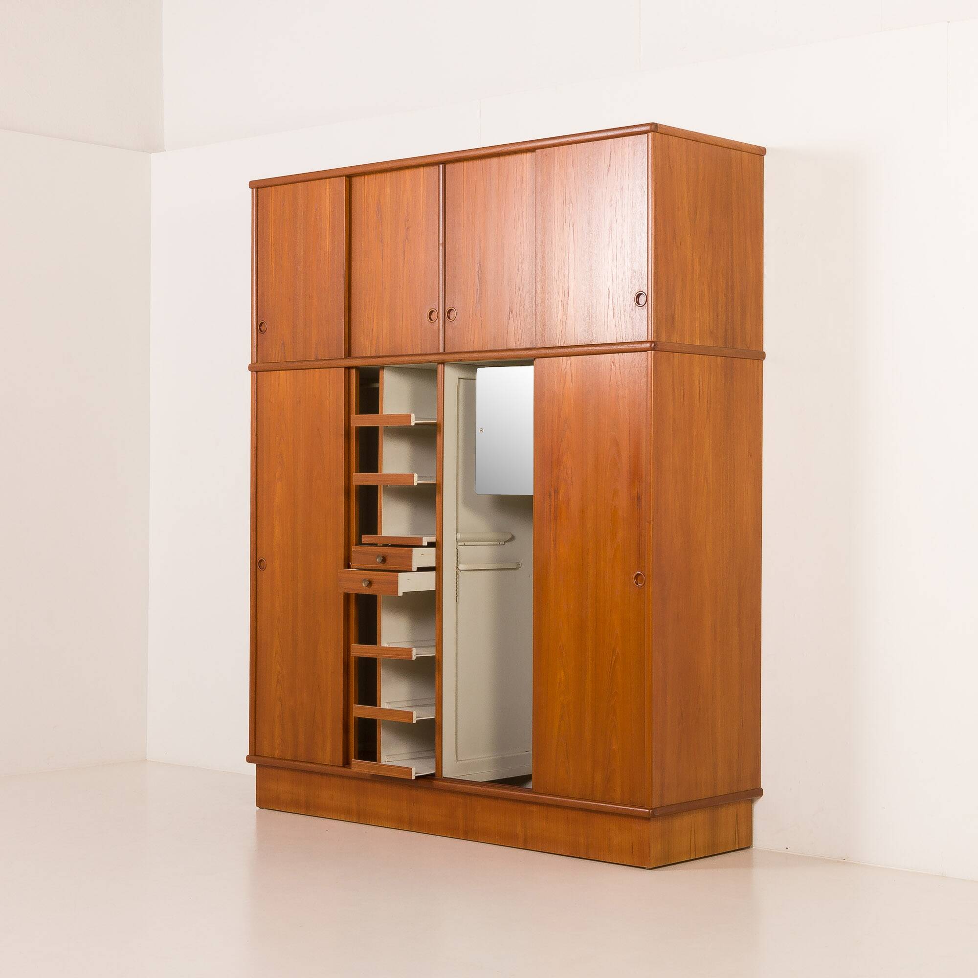 Omann Jun Extra large mid century teak wardrobe, Denmark, 1970s