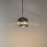 1970's ufo chrome & lacquered metal space age pendant, Italy