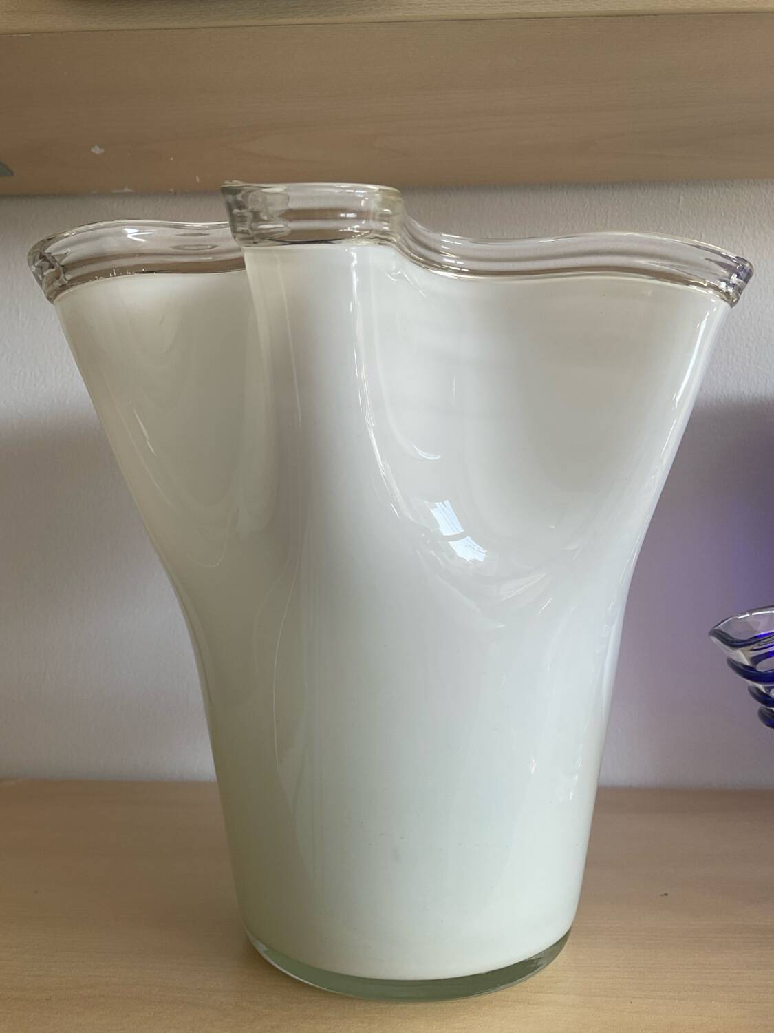 Trio of vintage blown glass handkerchief vases