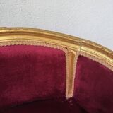 Fauteuil bois doré et velours rouge Louis XVI