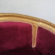 Louis XVI gilt wood and red velvet armchair