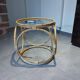 Table basse en rotin, bambou et verre, Design Space Age Vintage
