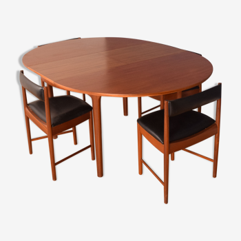 Table ronde Mcintosh Space Saver restaurée des années 1960 et 4 chaises