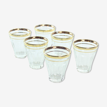 Vintage Drinking Glasses With Gold Rim, Set Of 6, Czechoslovakia 1960s