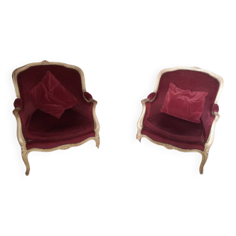 2 fauteuils bergère style louis XV