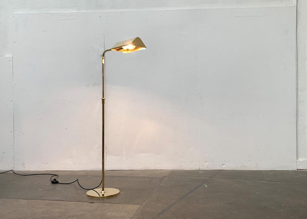 Vintage Hollywood Regency floor lamp in German brass by Florian Schulz.