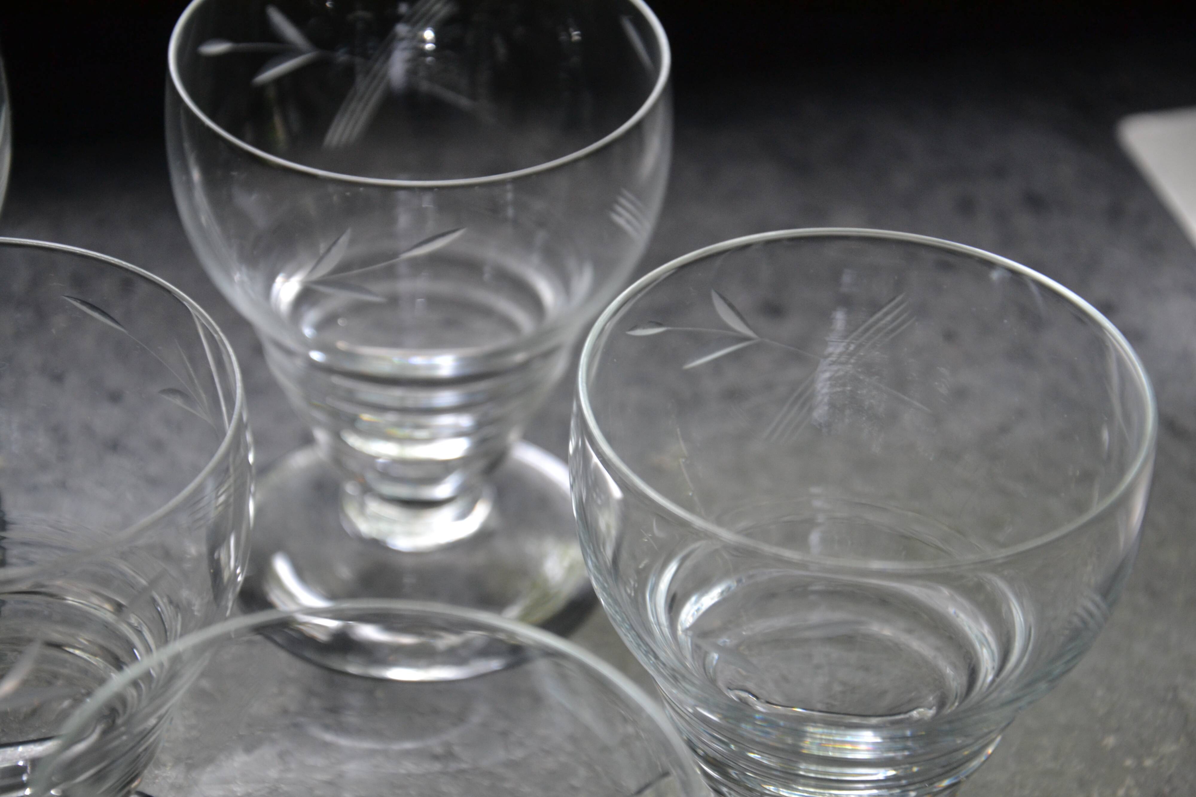 6 old champagne glasses