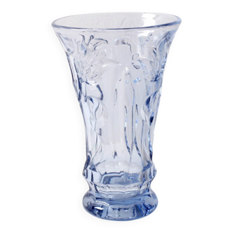 Art Vintage Glass Blue Cut Glass Vase / Eda Glasbruk / Sweden / 1930s