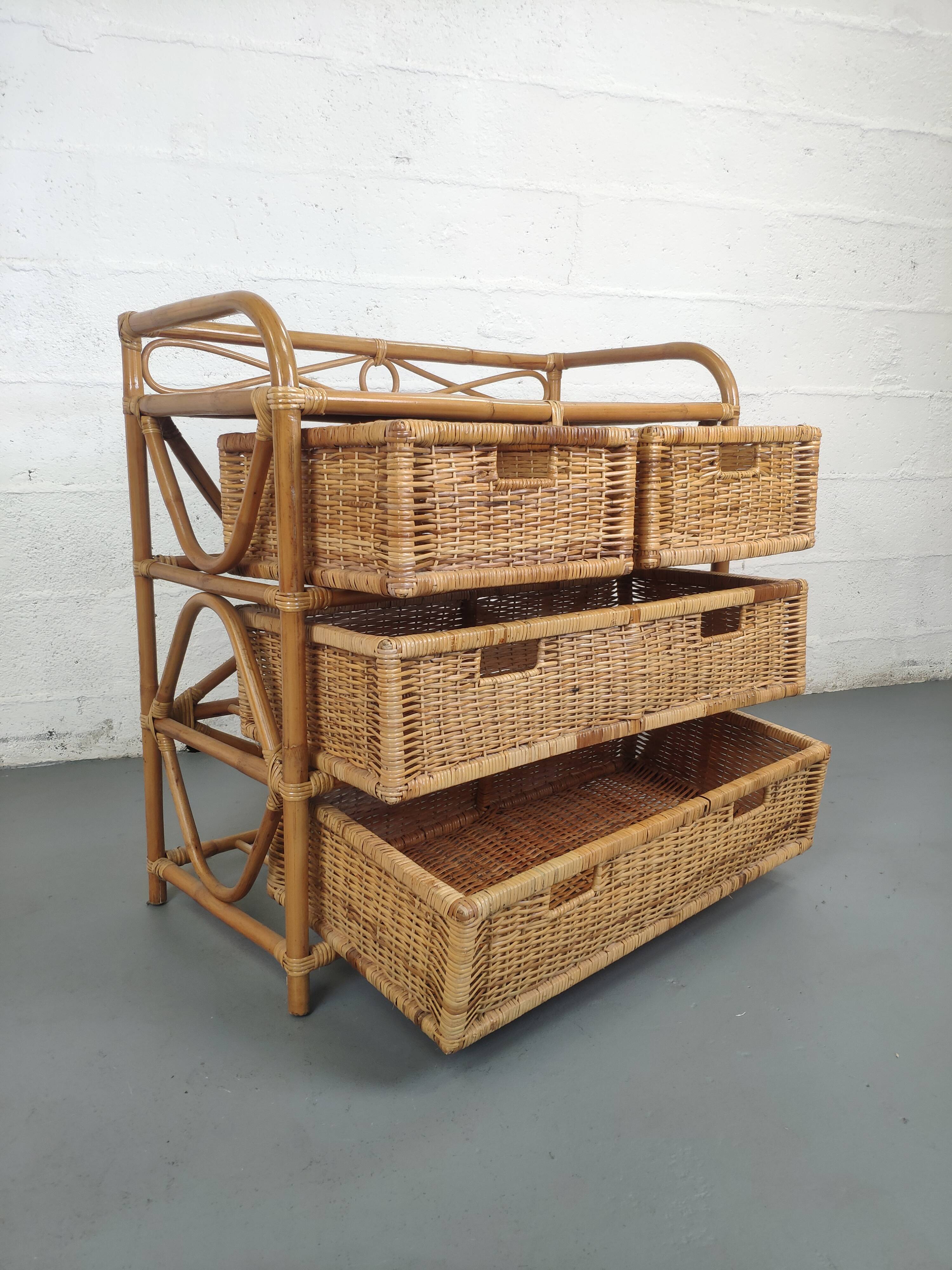 Chest of drawers 4 rattan drawers