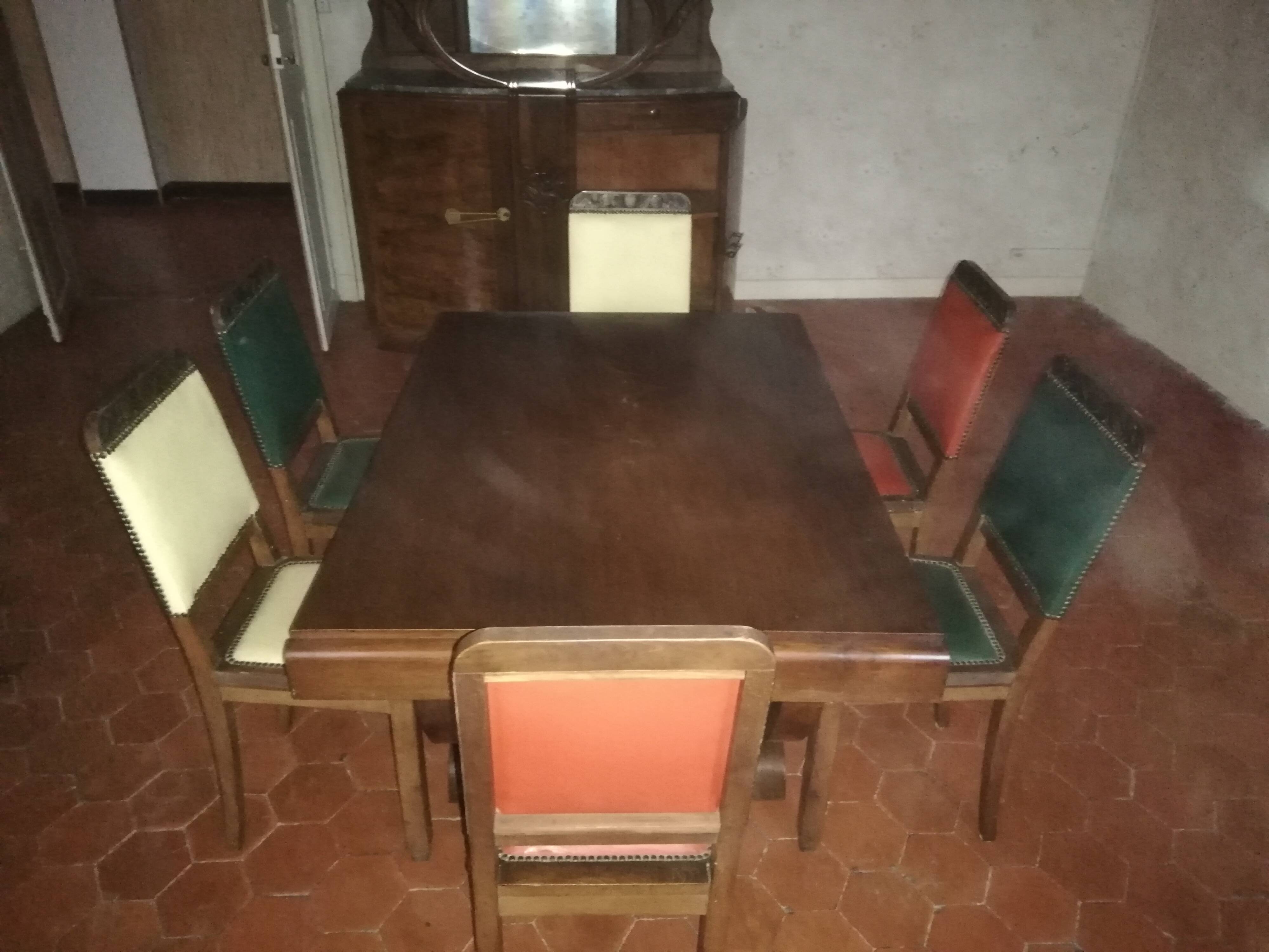 Art deco style dining room table and 6 chairs