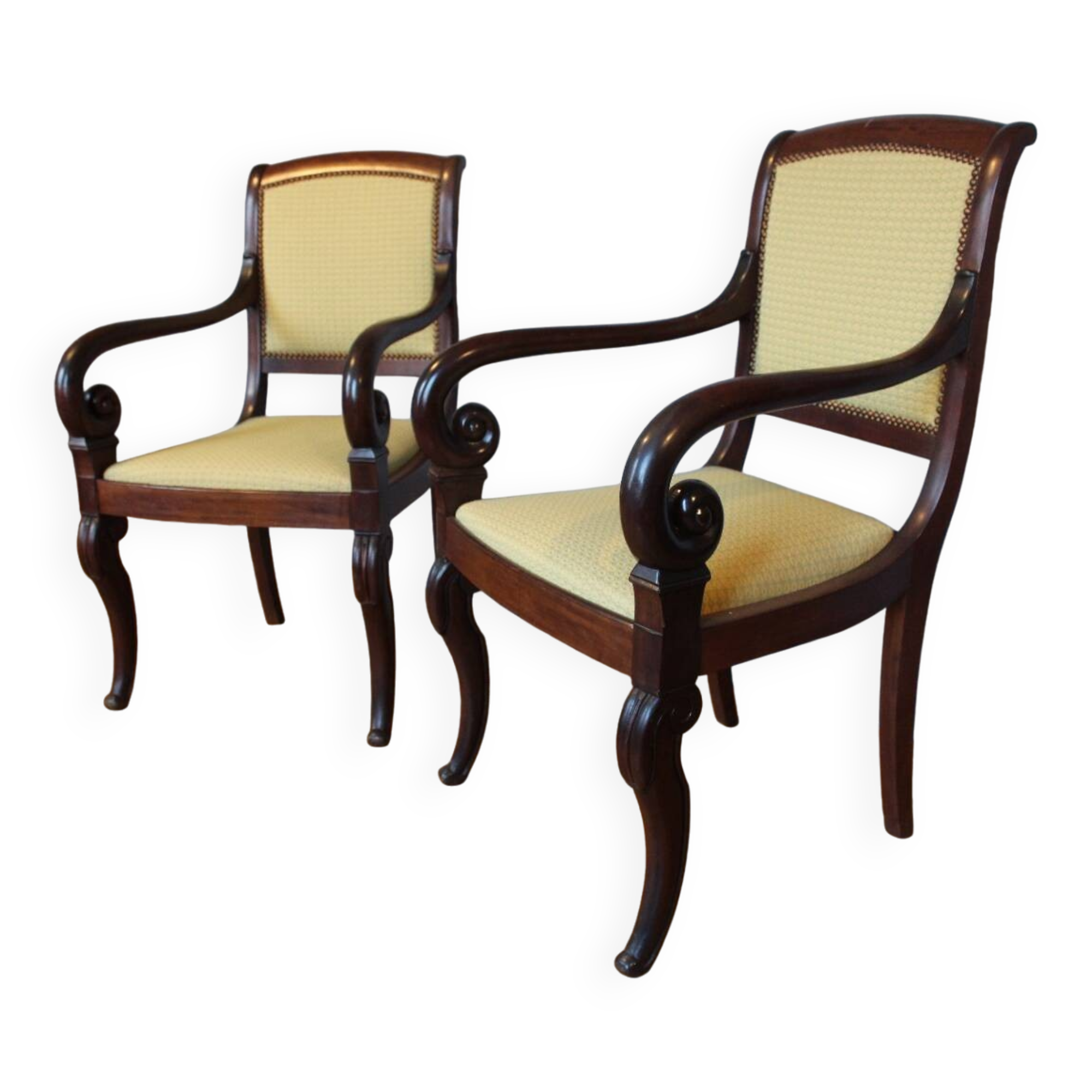 Pair of Charles X style mahogany armchairs
