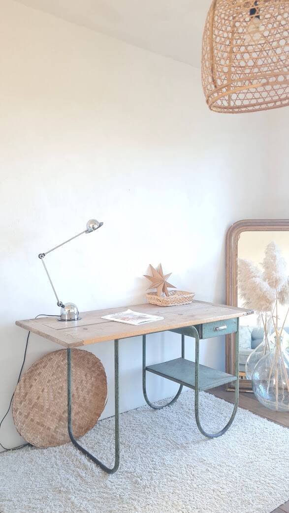 Wood and metal desk circa the 1950s.