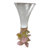 Daum vase with pink flowers