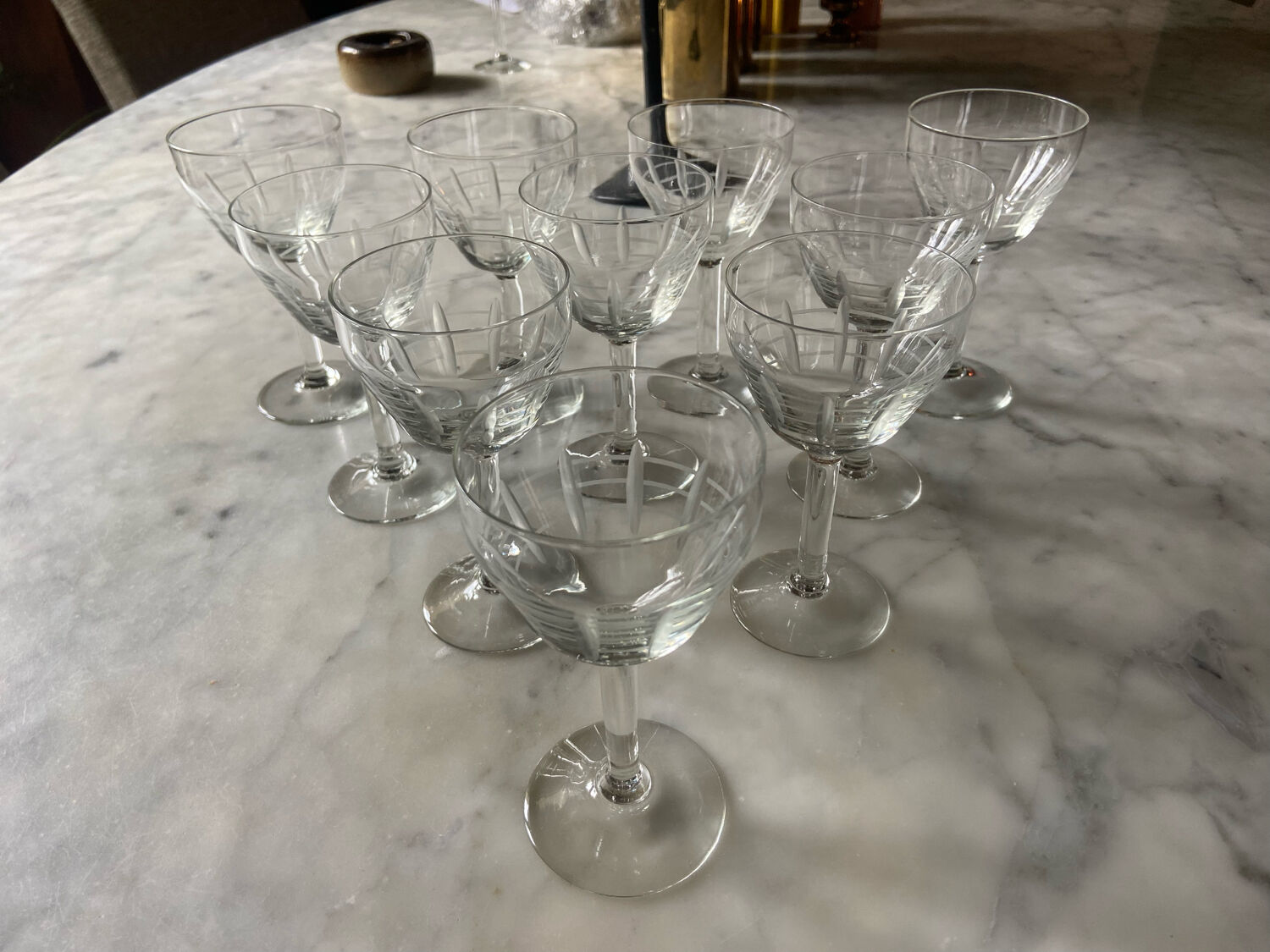 Set of 10 Deco art wine glasses