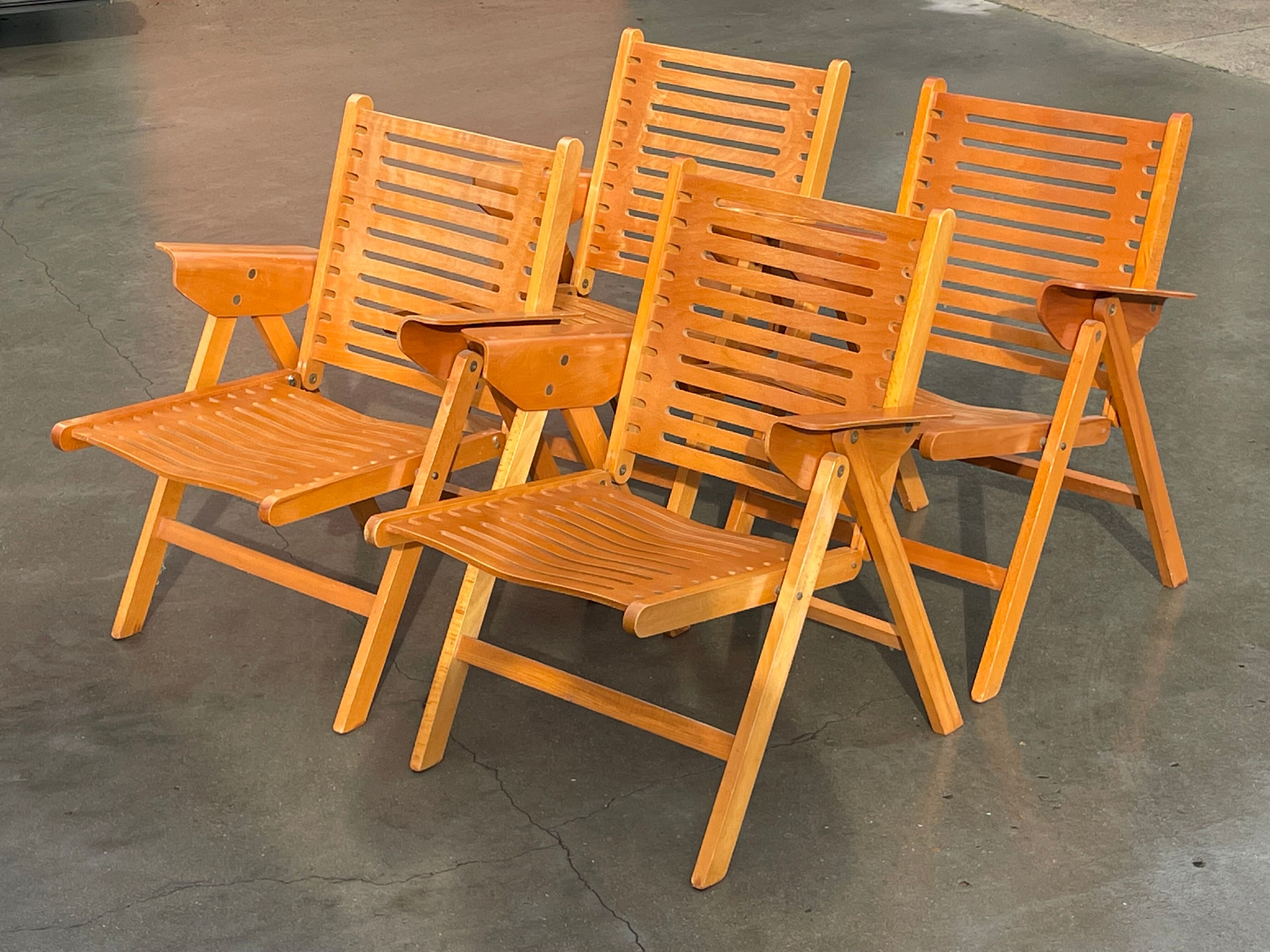 Vintage set of four Rex Plywood folding chairs by Niko Kralj design 1950