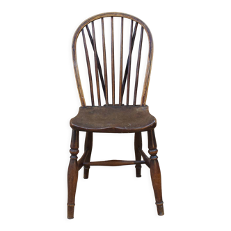 Windsor chair in solid wood, england, nineteenth century