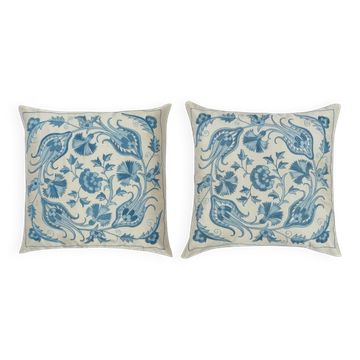 Set of 2 - all silk cushion covers. embroidered accent pillows. handmade toss pillows. traditional throw pillows