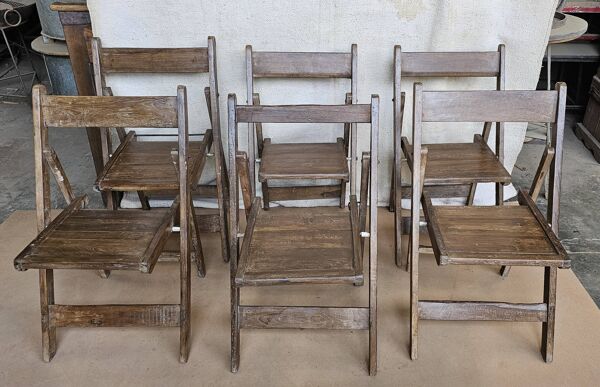 Lot de 6 chaises de cinéma pliante en teck