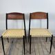 Chairs (set of 2) in metal, leather and straw 1960's