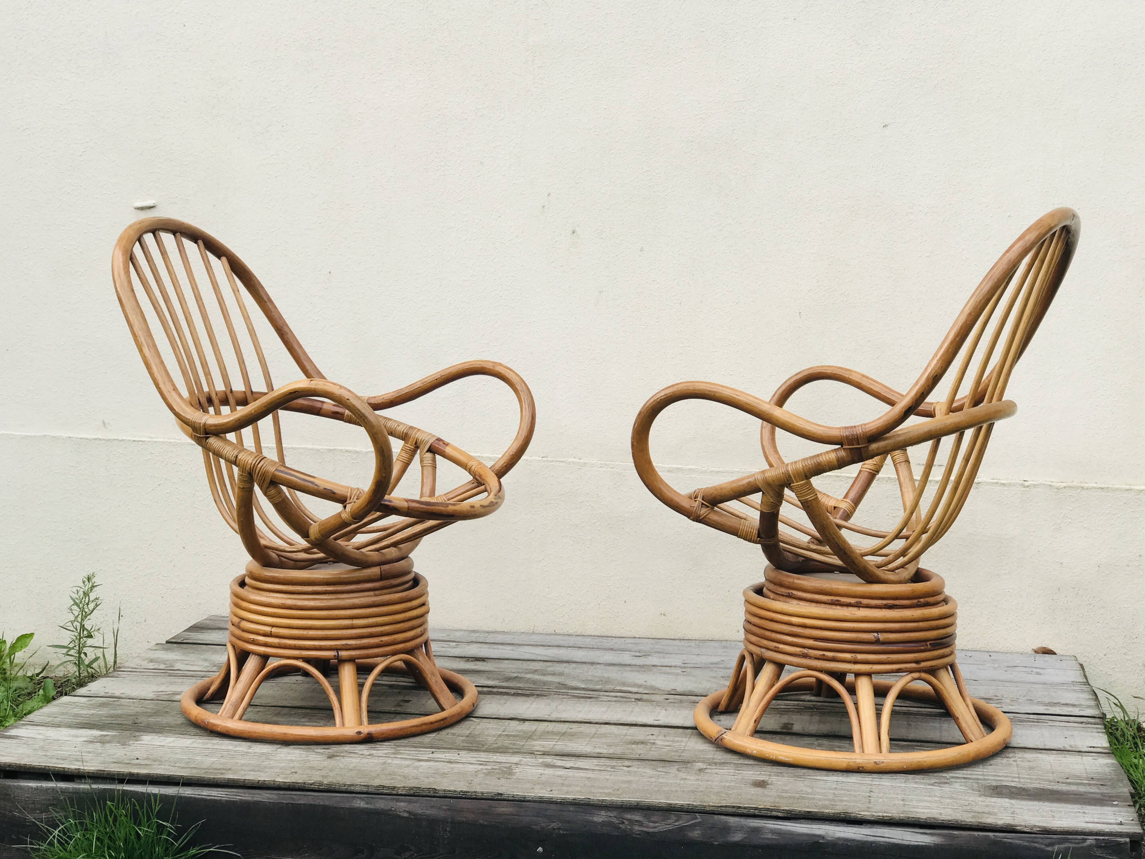 Pair of bamboo armchairs