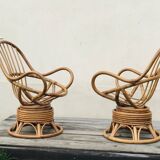 Pair of bamboo armchairs