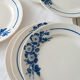 Old flat plates, blue décor, "Eglantines"