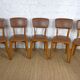 5 chaises années 1960 type scandinave bois et skaï marron fabrication artisanale française Raincy