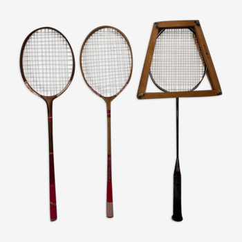 Raquette de badminton en bois vintage