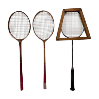 Raquette de badminton en bois vintage
