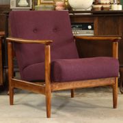 Oryginał wood armchair design by E. Homa 142 aubergine wool vintage chair modern
