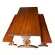 Solid oak table and its two benches made by a craftsman.
