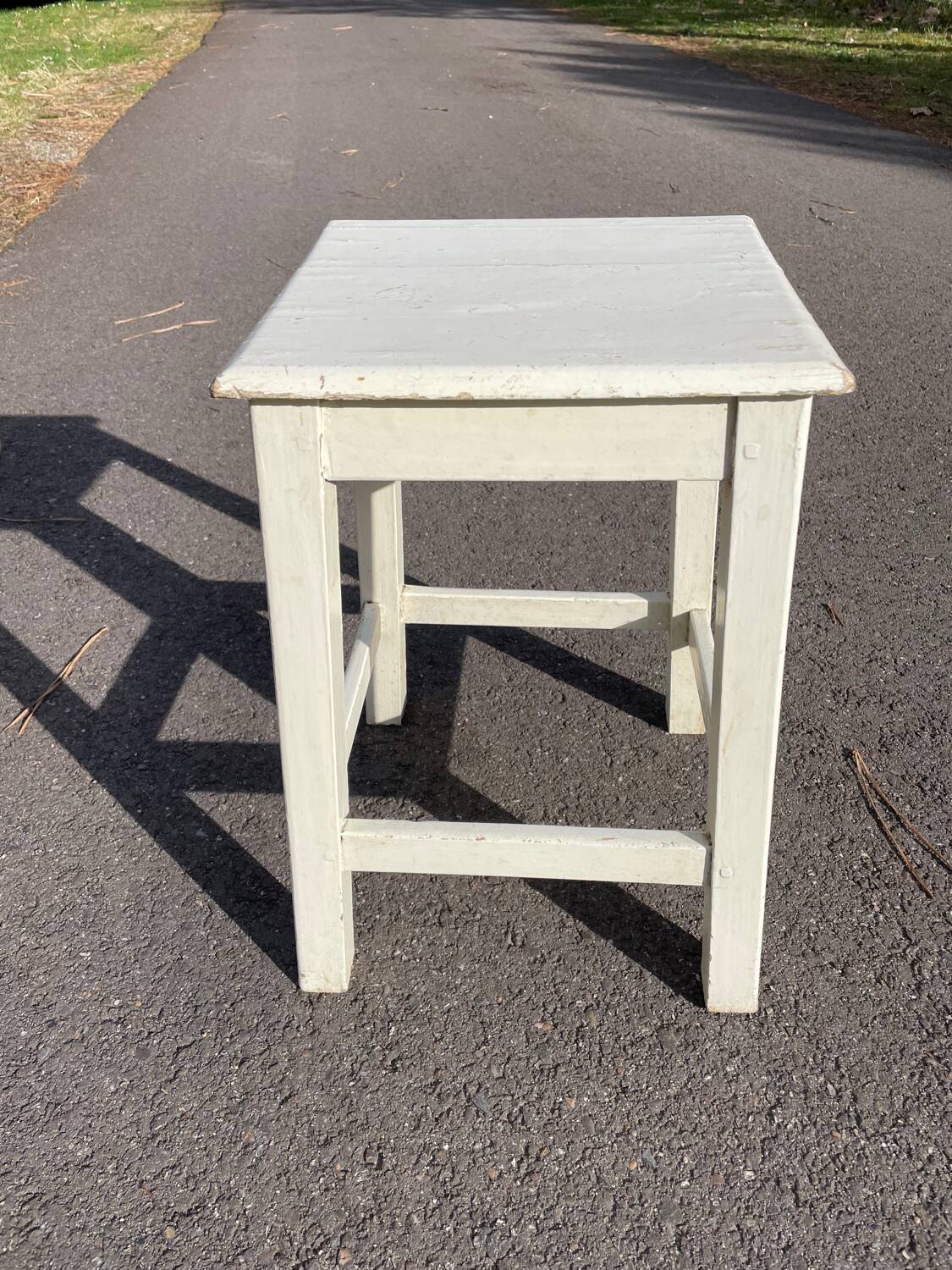 White square wooden stool
