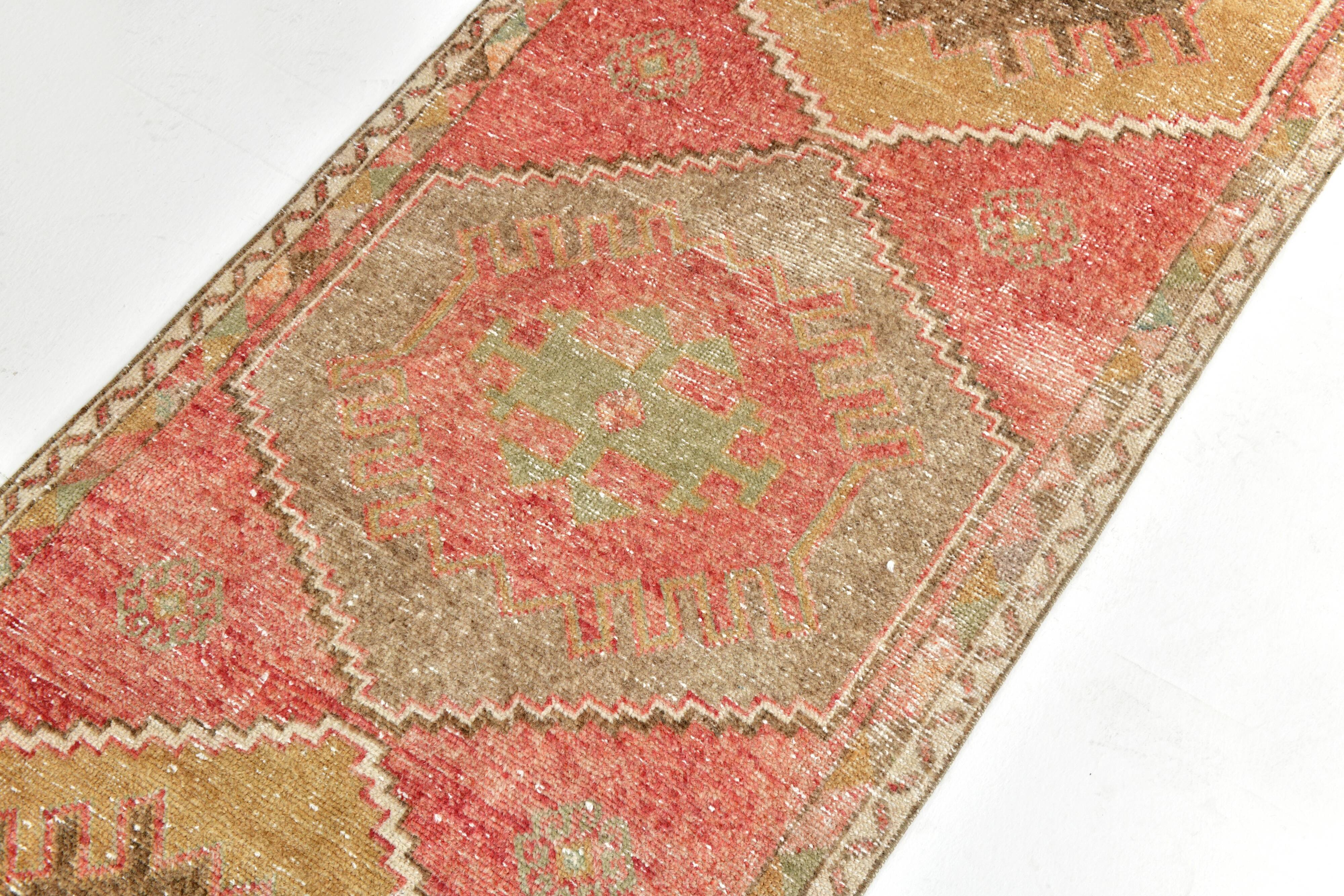 3x12 Red Tribal Turkish Runner Rug 83x370Cm SK 24645